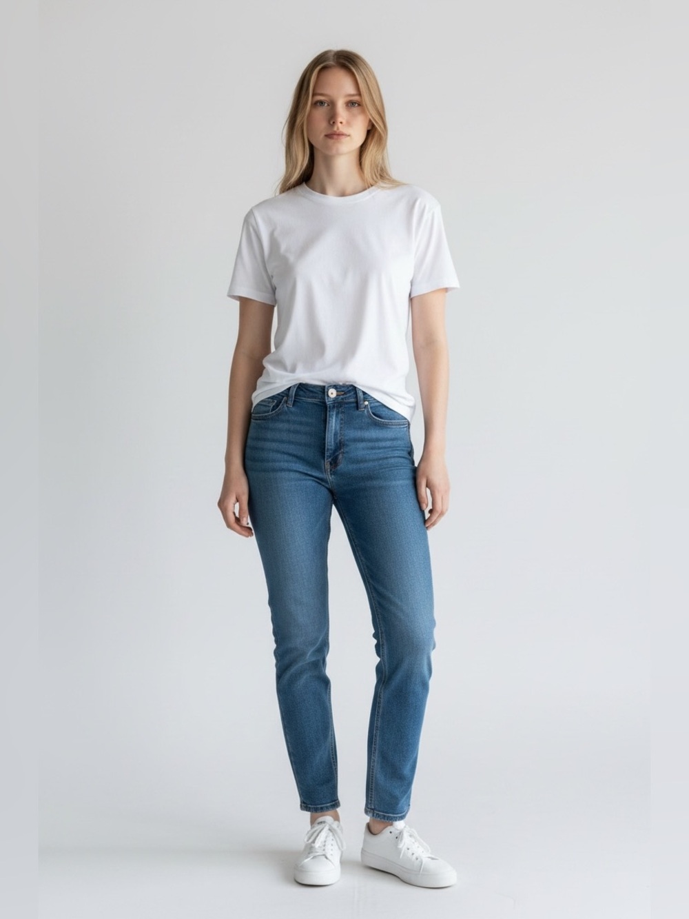 DISH + DENIM Women's Mid Wash Straight-Leg Jeans 26 cigarette ankle blue pant